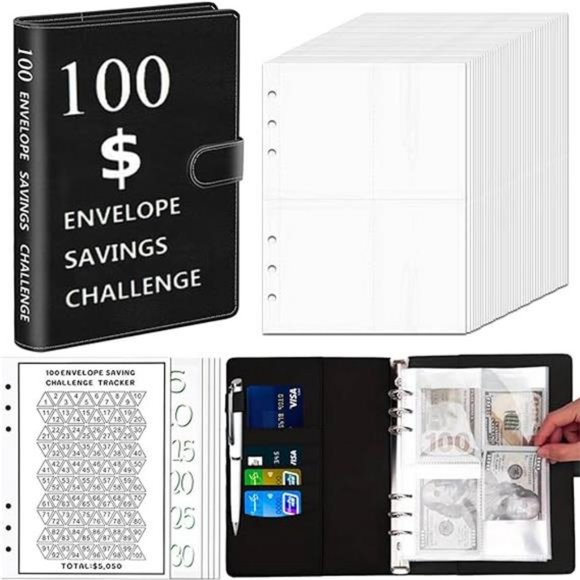 100 Envelop Money saving challenge Binder sheet New and shiny Envelops - Picture 8 of 8